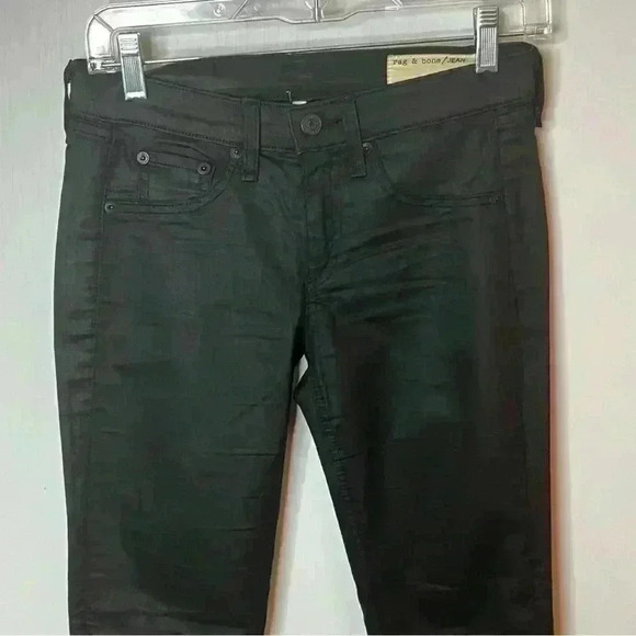 Rag And Bone The Legging Jean Women 26 Black Sheen Slim Skinny Fitted Stretch - Picture 2 of 9